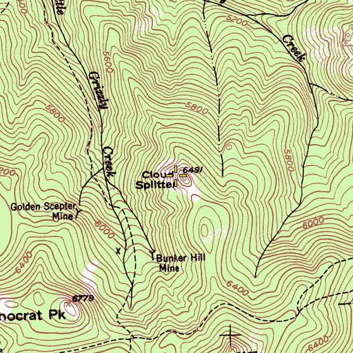 Topographic Map of Cloud Splitter, CA