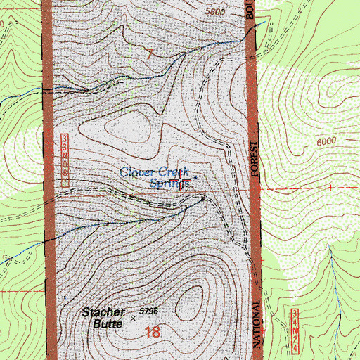 Topographic Map of Clover Creek Springs, CA