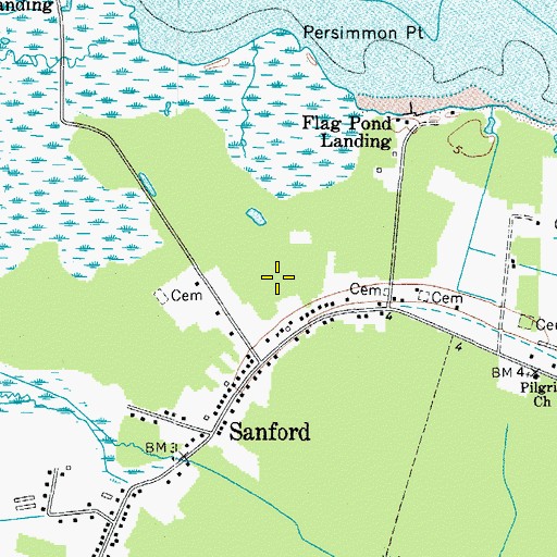 Topographic Map of Sanford Census Designated Place, VA
