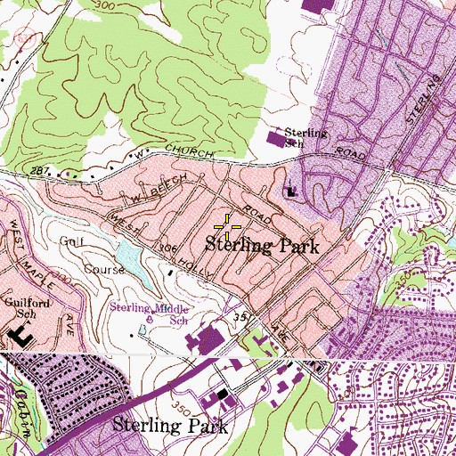 Topographic Map of Sterling Census Designated Place, VA