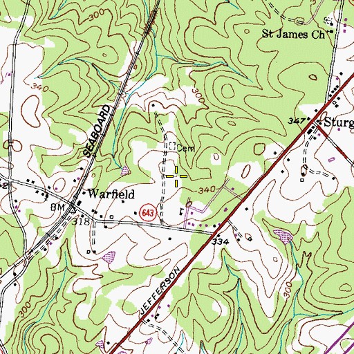 Topographic Map of Warfield Census Designated Place, VA
