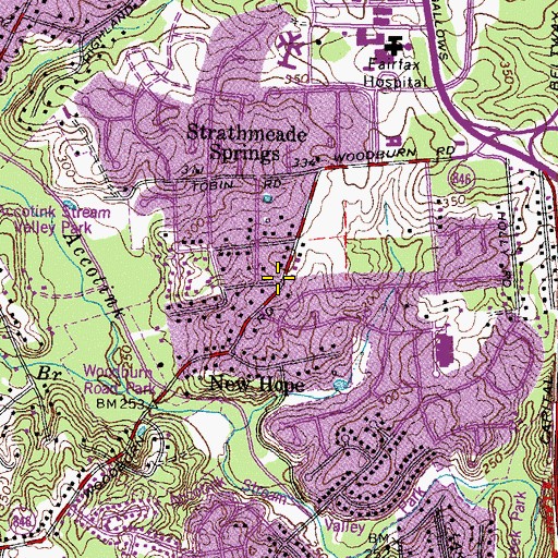 Topographic Map of Woodburn Census Designated Place, VA