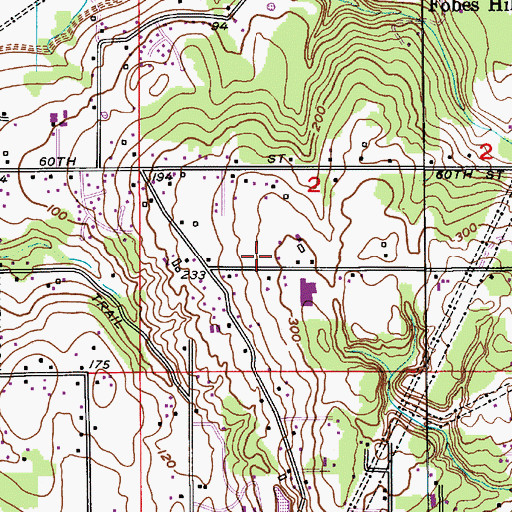 Topographic Map of Fobes Hill Census Designated Place, WA