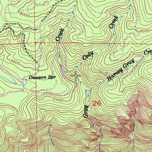 Topographic Map of Cody Creek, CA