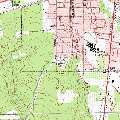 Topographic Map of Henderson Powell Cemetery, GA