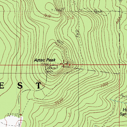 Topographic Map of Aztec Peak, AZ