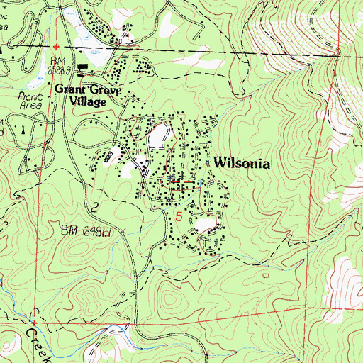 Topographic Map of Wilsonia Census Designated Place, CA
