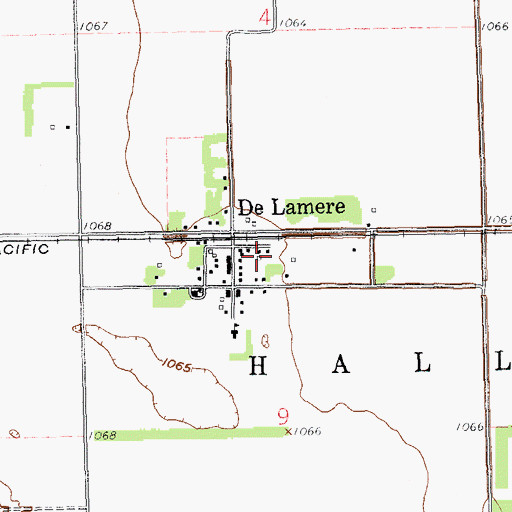 Topographic Map of De Lamere Census Designated Place, ND