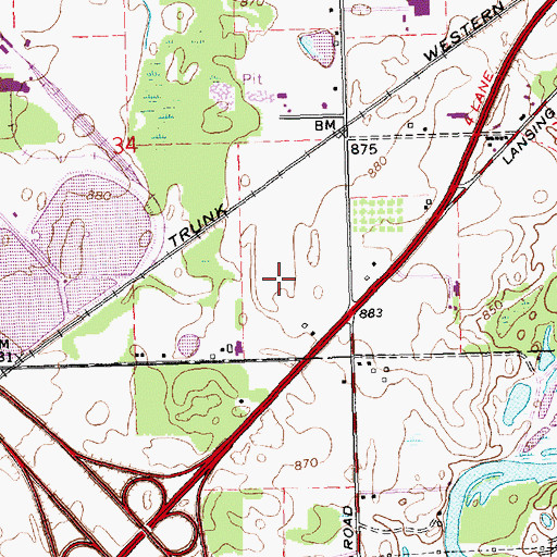Topographic Map of Westland Park, MI