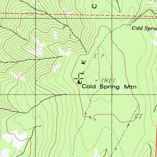 Topographic Map of Cold Spring Mountain, CA