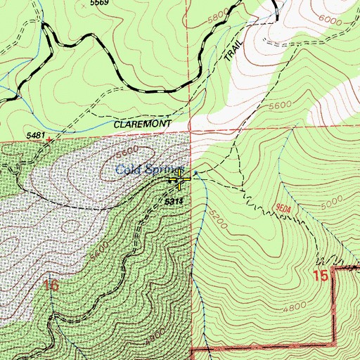 Topographic Map of Cold Springs, CA