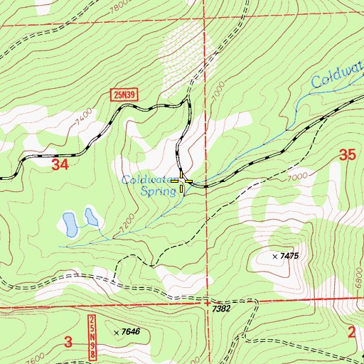 Topographic Map of Coldwater Spring, CA