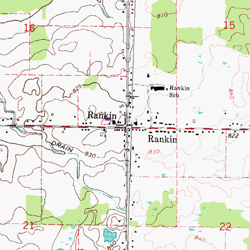 Topographic Map of Rankin Post Office (historical), MI