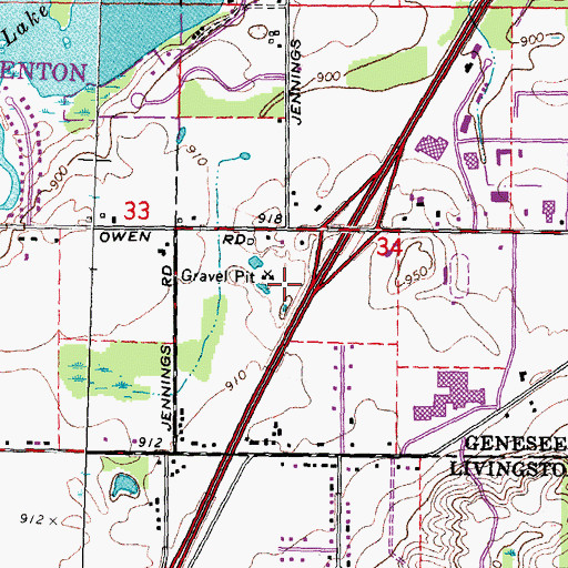 Topographic Map of Fenton Oaks Mobile Home Community, MI
