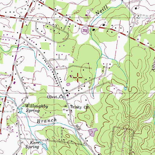 Topographic Map of Olivet Census Designated Place, TN