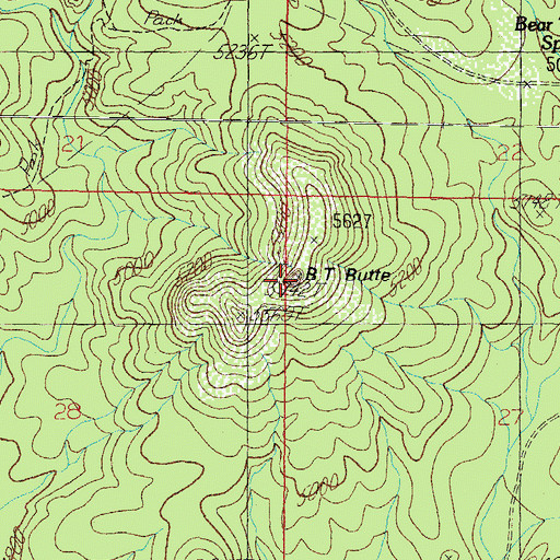 Topographic Map of BT Butte, AZ