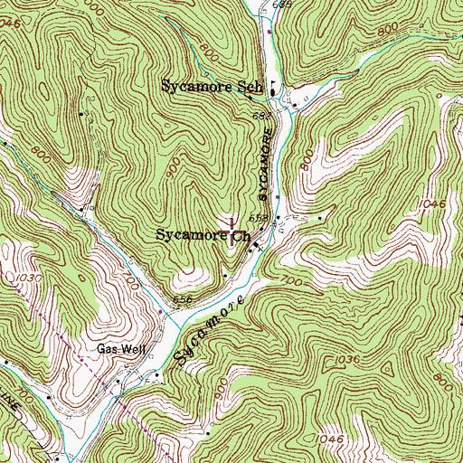 Topographic Map of Sycamore Cemetery, WV