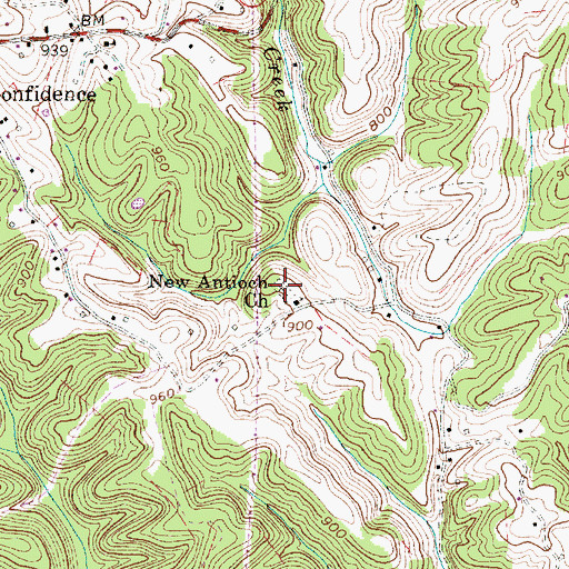 Topographic Map of Antioch Cemetery, WV