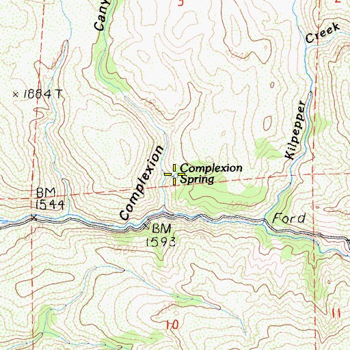Topographic Map of Complexion Spring, CA