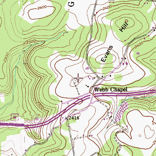 Topographic Map of Webb Chapel Cemetery, WV