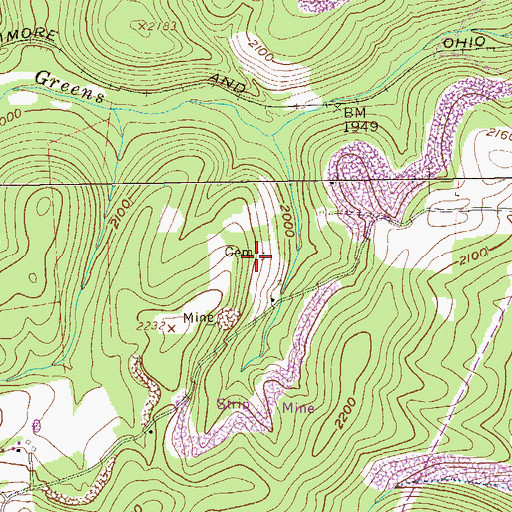 Topographic Map of Dinkerberger Family Cemetery, WV