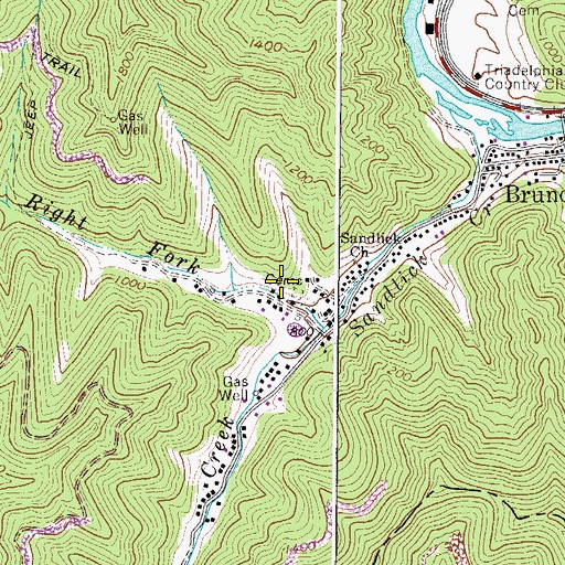Topographic Map of Browning-Grimmet Cemetery, WV