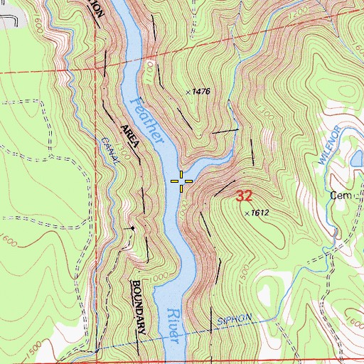 Topographic Map of Concow Creek, CA