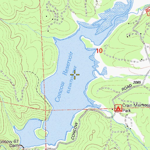 Topographic Map of Concow Reservoir, CA