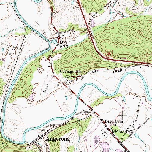 Topographic Map of Cottageville Cemetery, WV