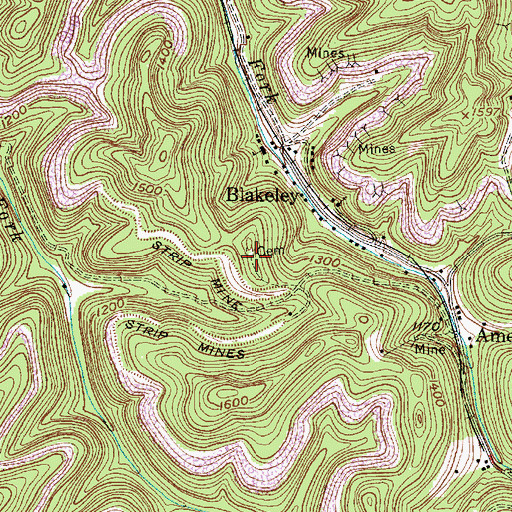 Topographic Map of Blakley Cemetery, WV