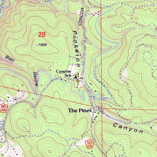 Topographic Map of Concow Elementary School, CA
