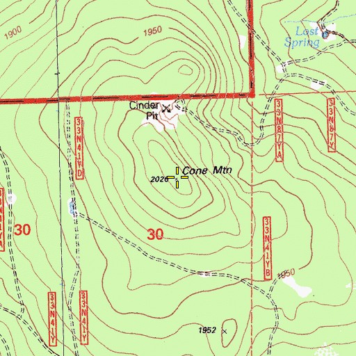 Topographic Map of Cone Mountain, CA
