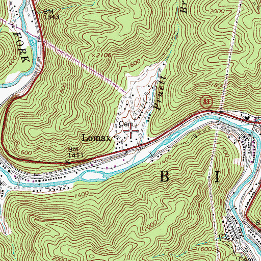 Topographic Map of Lomax Cemetery, WV