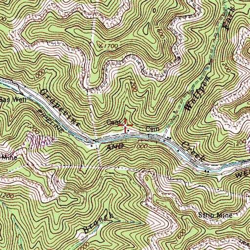 Topographic Map of Italy Hollow Cemetery, WV