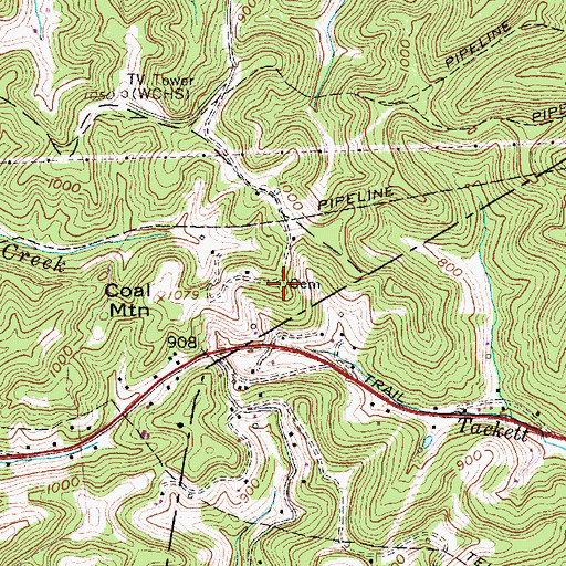 Topographic Map of Hodges Cemetery, WV