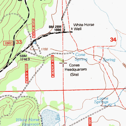 Topographic Map of Cones Headquarters, CA