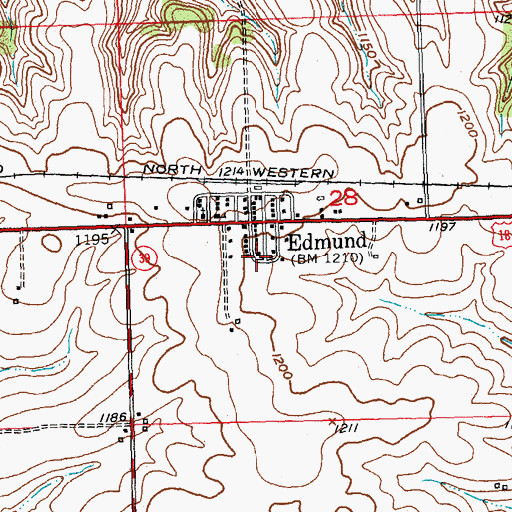 Topographic Map of Edmund Census Designated Place, WI
