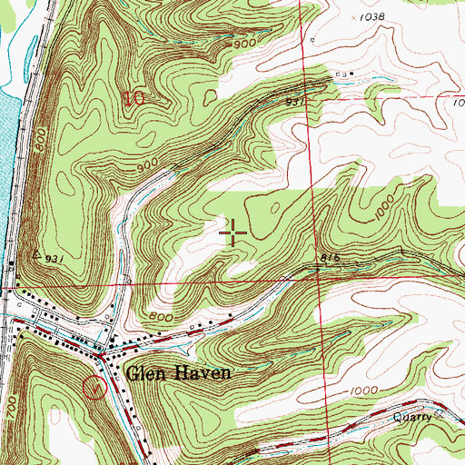 Topographic Map of Glen Haven Census Designated Place, WI