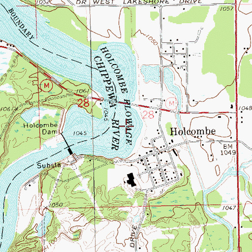 Topographic Map of Holcombe Census Designated Place, WI