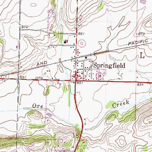 Topographic Map of Springfield Census Designated Place, WI
