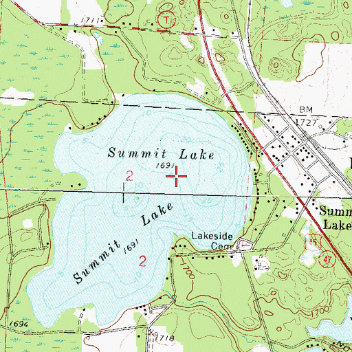Topographic Map of Summit Lake Census Designated Place, WI