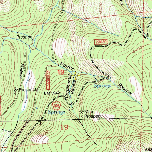 Topographic Map of Continental Ravine, CA