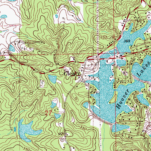 Topographic Map of Cleary Census Designated Place, MS