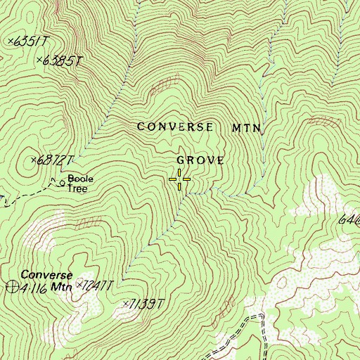 Topographic Map of Converse Mountain Grove, CA