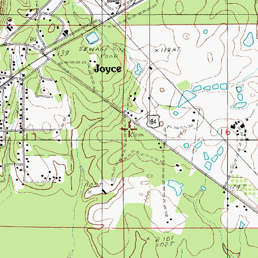 Topographic Map of Joyce Census Designated Place, LA