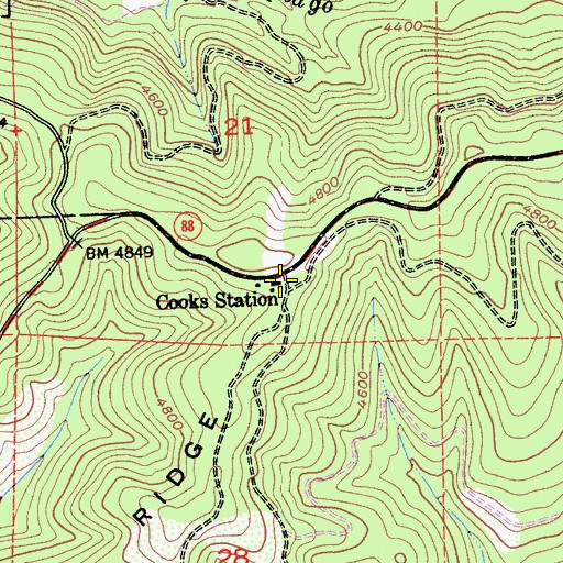 Topographic Map of Cooks Station, CA