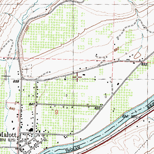 Topographic Map of Malott Census Designated Place, WA