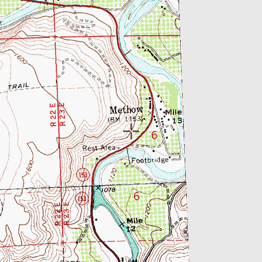 Topographic Map of Methow Census Designated Place, WA