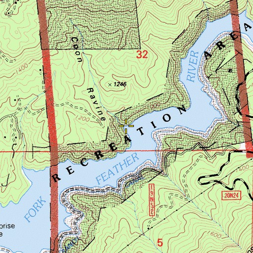 Topographic Map of Coon Ravine, CA