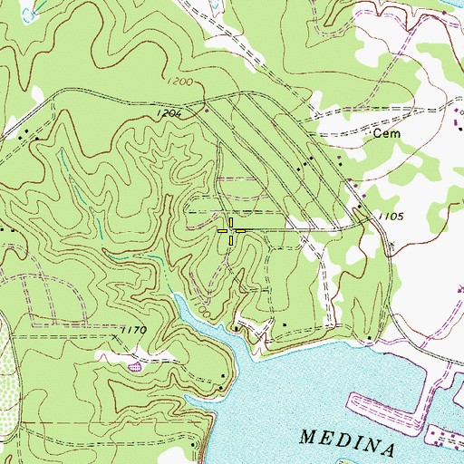 Topographic Map of Lake Medina Shores Census Designated Place, TX